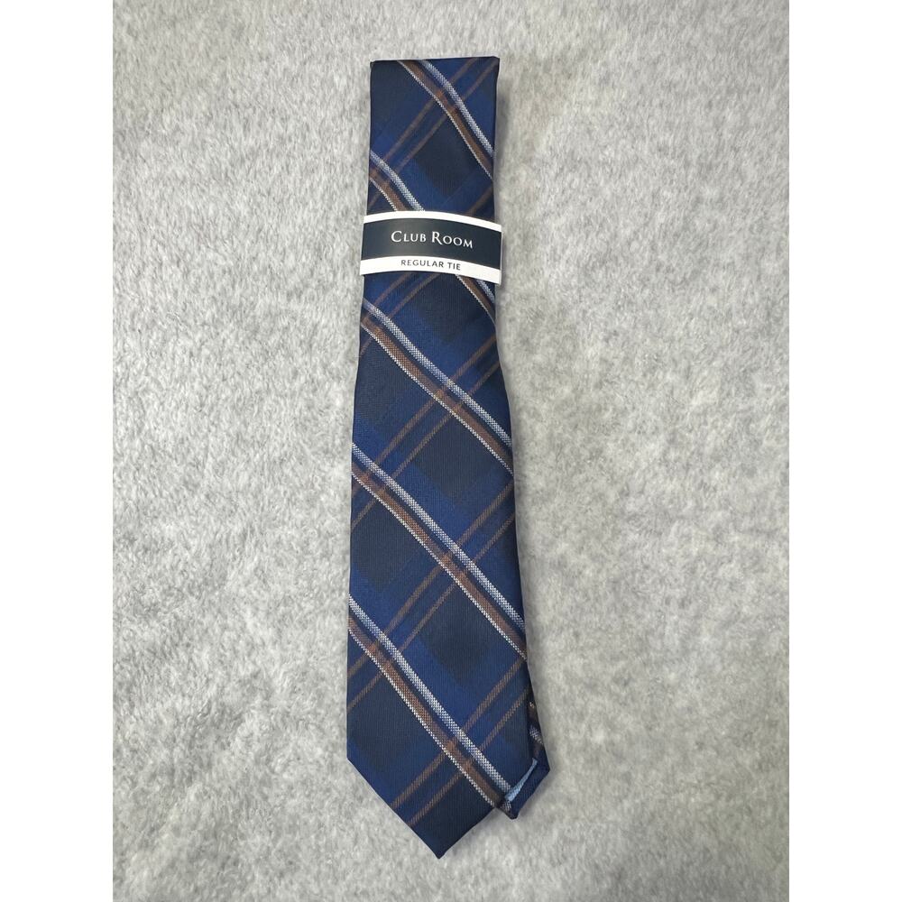 NEW Club Room Corson Plaid Navy Tie - New With Tags